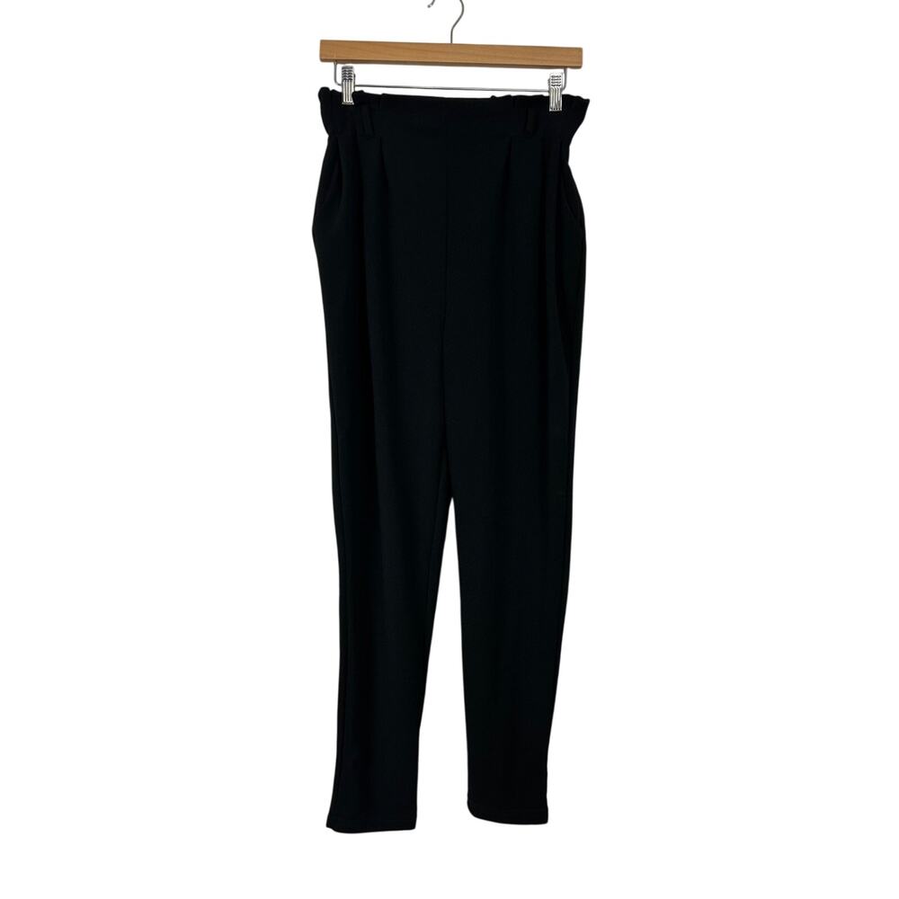 Shosho‎ Trousers Pants Womens Large Black Paperbag Waist Pleated Pockets
